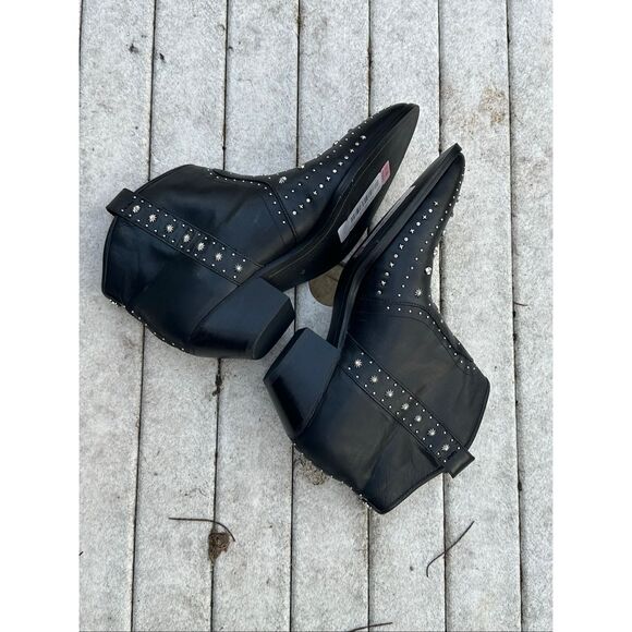 Sam Edelman Black Women's Brian Pointed-Toe Studded Leather Mid-Heel Booties Siz - Picture 3 of 9